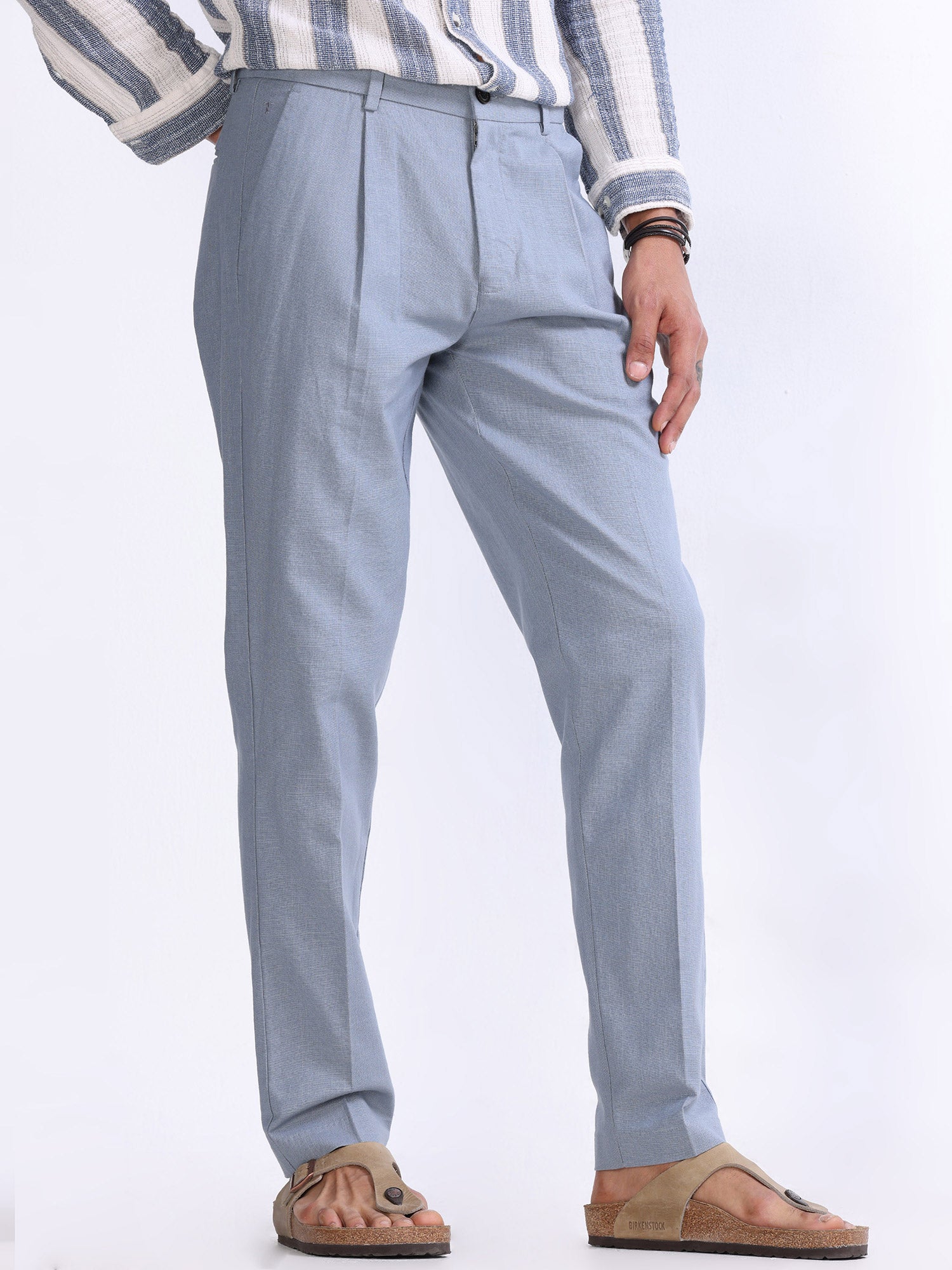 Drago Faded Blue S130s Tropical Wool Dress Pant - Custom Fit Tailored  Clothing